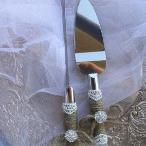 Wedding Cake Server And Knife Set - Country Rustic..